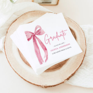 Modern Rosa Bow Coquette Student Studenten Pappersservett