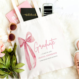 Modern Rosa Bow Coquette Student Studenten Tygkasse