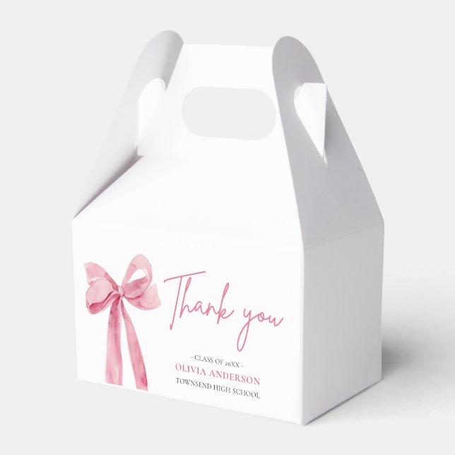 Modern Rosa Bow Coquette Tack För Examen Presentaskar (Framsidan Sidan)