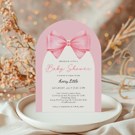 Modern Rosa Bow Girl Baby Shower Inbjudningar