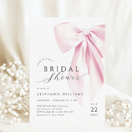 Modern Rosa Bow Inbjudningskort för möhippan