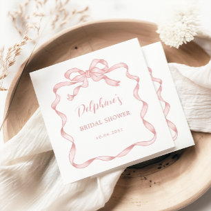 Modern Rosa Bow Ribbon Möhippa Pappersservett