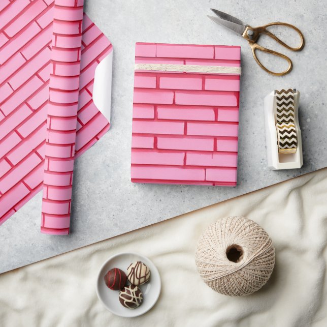 Modern Rosa Brick Wall Mönster Presentpapper (Hantverk)
