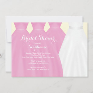 Modern Rosa Bridesmaids Bride Dress Möhippa Inbjudningar