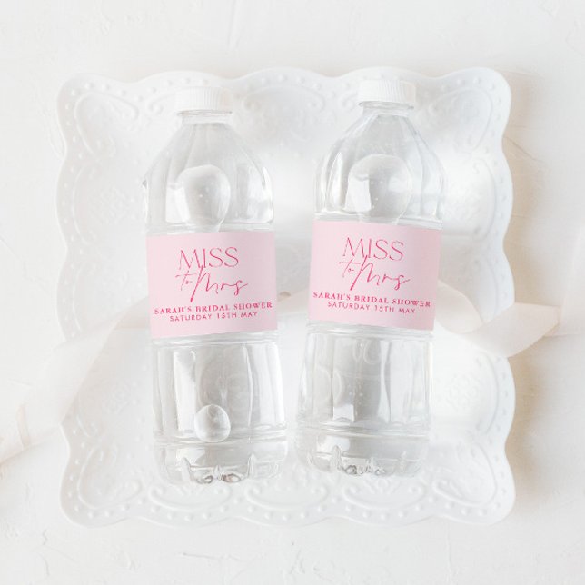 Modern Rosa Bright Blommigt Möhippa Ro Vattenflaskor Etikett (Pink Bridal Shower Water Bottle Labels - Matching items available.)