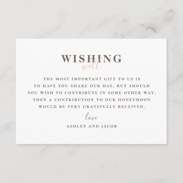 Modern rosa bröllop önskar lycka till. Typografi Tilläggskort (Framsida)