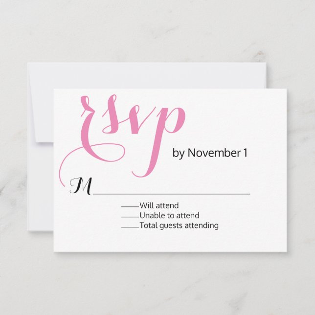 Modern Rosa Bröllop OSA Card (Framsida)