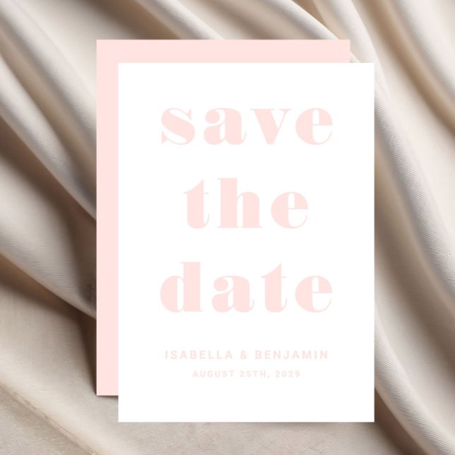 Modern  Rosa Bröllop Spara Datumet (Modern Blush Pink Typography Wedding Save The Date)
