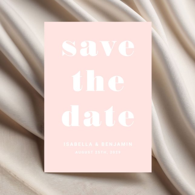Modern  Rosa Bröllop Spara Datumet (Blush Pink Modern Typography Wedding Save The Date)