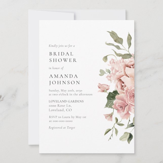 Modern Rosa Bröllopsdusch Inbjudningar (Framsida)