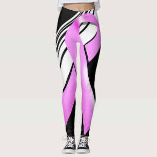 Modern rosa bröstcancermedvetenhet mönster leggings