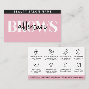 Modern Rosa Brows Aftercare PMU Brow Instructions Visitkort