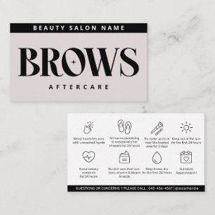 Modern Rosa Brows Aftercare PMU Brow Instructions Visitkort