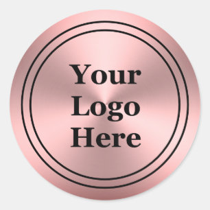 Modern Rosa Brushed Metall Titta på din Logotyp h Runt Klistermärke