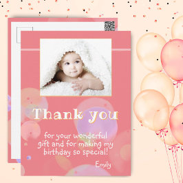 Modern Rosa Bubbles Kids Photo Tack Vykort