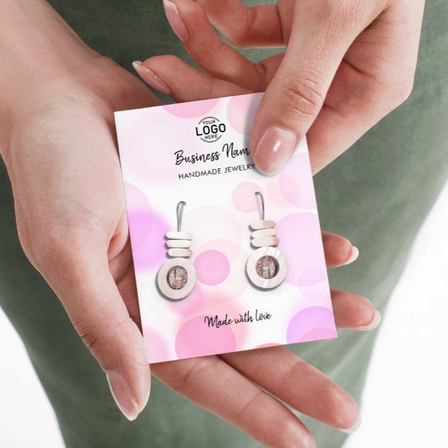 Modern Rosa Bubbles White Earrings Visning Card Visitkort (Skapare uppladdad)