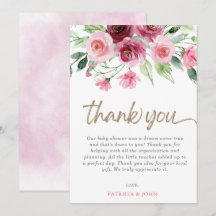 Modern Rosa Burgundy Blommigt Girl Baby Shower