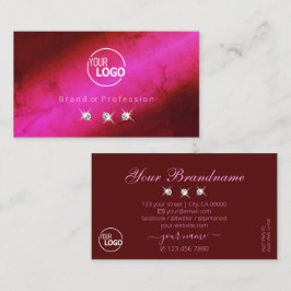 Modern Rosa Burgundy Sparkling Diamons med Logotyp Visitkort