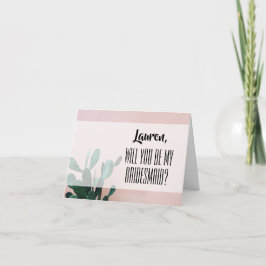 Modern Rosa Cactus Bridesmaid Kort