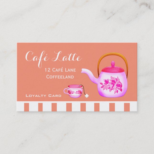 Modern rosa cafe Loyalty Card för kaffe Visitkort (Framsida)