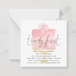 Modern Rosa Cake 21:a födelsedagsinbjudan Anteckningskort