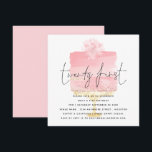 Modern Rosa Cake 21:a födelsedagsinbjudan Anteckningskort<br><div class="desc">Modern Rosa Cake 21:a födelsedagsinbjudan. Rubriken Tjugoförsta är i ett set handskriftsformat stil med detaljerna under täckningen på en rosa av söt blek mot bakgrunden på ett stativ av guld och en blomma ovanpå. Anpassa enkelt resten av texten med dina detaljer.</div>