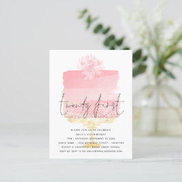 Modern Rosa Cake Script 21:a födelsedagsinbjudan Vykort