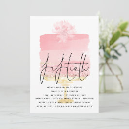 Modern Rosa Cake Script Overlay 50:e födelsedagen Inbjudningar