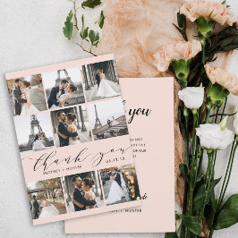Modern  Rosa Calligraphy 9 Photo Collage Tack Kort