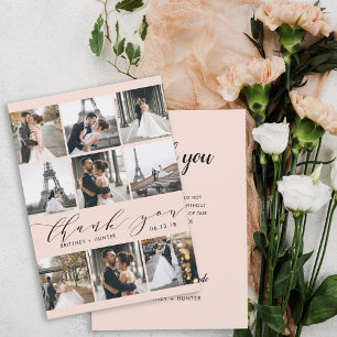 Modern Rosa Calligraphy 9 Photo Collage Tack Kort