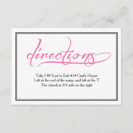 Modern Rosa Calligraphy Bröllop Directions Card Tilläggskort