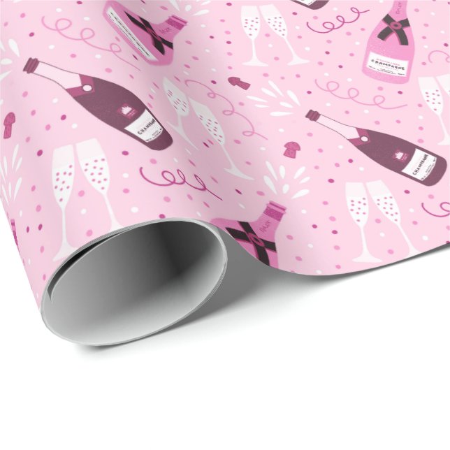 Modern Rosa Champagne Bachelorette Party Presentpapper (Rullad Hörn)