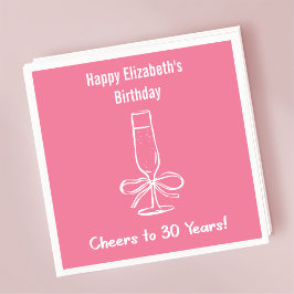 Modern Rosa Cheers till 30 års födelsedagskvor Pappersservett