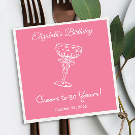 Modern Rosa Cheers till 30 års födelsedagskvor Pappersservett
