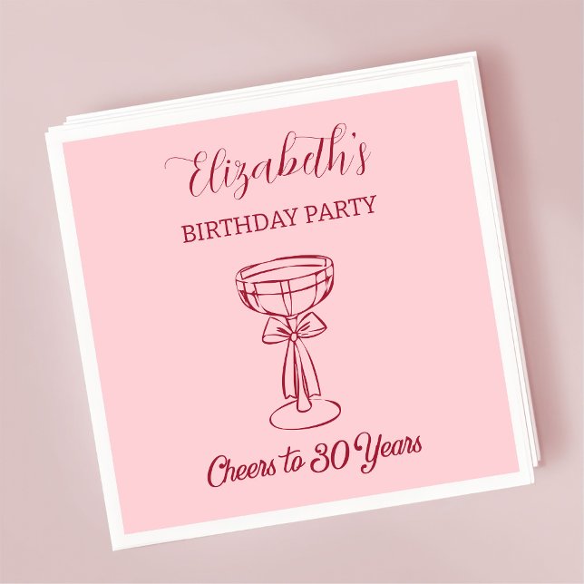 Modern Rosa Cheers till 30 års födelsedagskvor Pappersservett (Skapare uppladdad)
