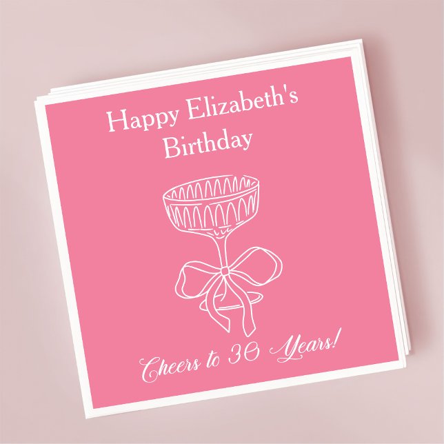 Modern Rosa Cheers till 30 års födelsedagskvor Pappersservett (Skapare uppladdad)