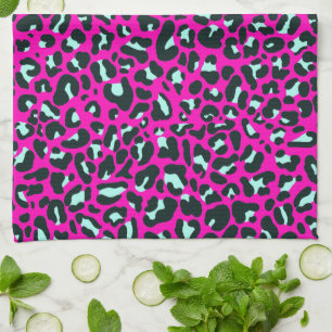 Modern Rosa Cheetah Leopard Animal Print Kökshandduk