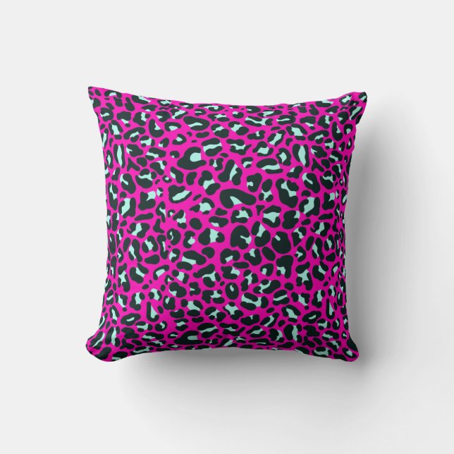 Modern Rosa Cheetah Leopard Animal Print Kudde (Framsida)