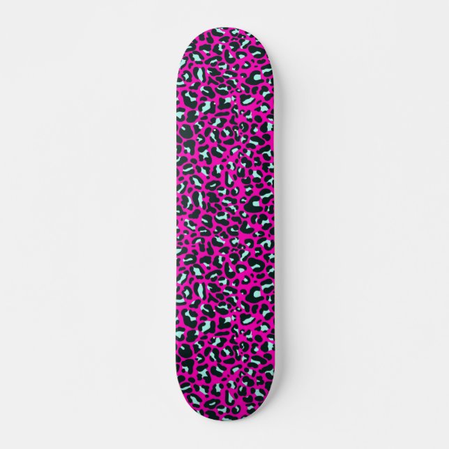Modern Rosa Cheetah Leopard Animal Print Mini Skateboard Bräda 18,5 Cm (Framsida)
