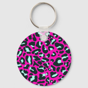 Modern Rosa Cheetah Leopard Animal Print Nyckelring