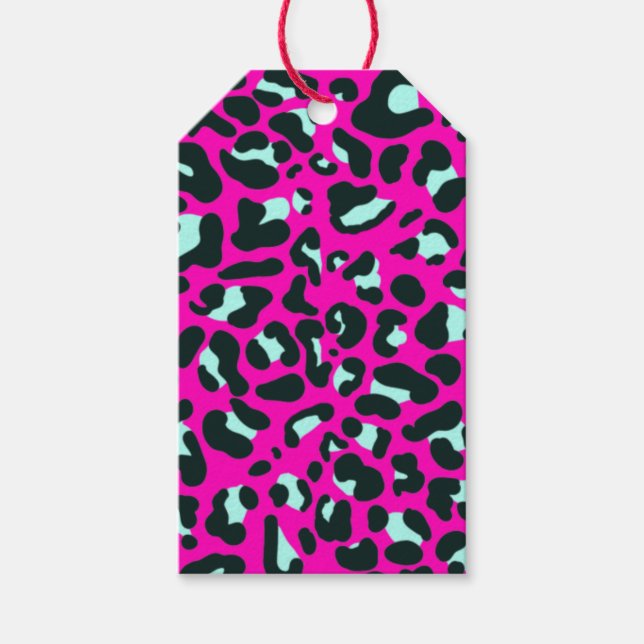 Modern Rosa Cheetah Leopard Animal Print Presentetikett (Framsidan)