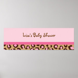 Modern Rosa Cheetah Print Baby Shower Banner Sign Poster