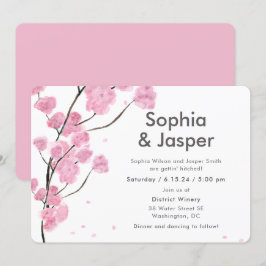 Modern Rosa Cherry Blommars bröllopsinbjudan Inbjudningar