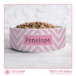 Modern Rosa Chevron Personlig Pet Bowl