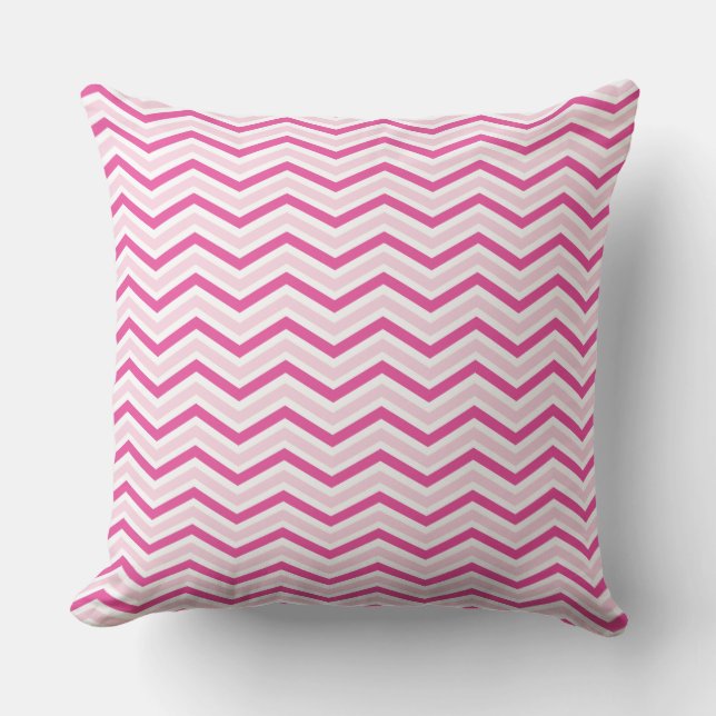 Modern Rosa Chevron Rand Exdoor Pillow Utomhuskudde (Framsida)