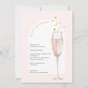 Modern Rosa chic stoppar möhippan med bubbelchampa Inbjudningar