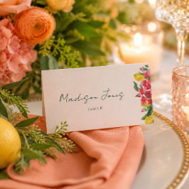 Modern Rosa Citrus Blommig Bröllopsplatskort Placeringskort