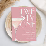 Modern Rosa Cocktail 21:a födelsedagen Inbjudningar<br><div class="desc">Modern 21:a födelsedagsinbjudan med typografi av elegantens chic och minimalistisk design i rosa färg</div>