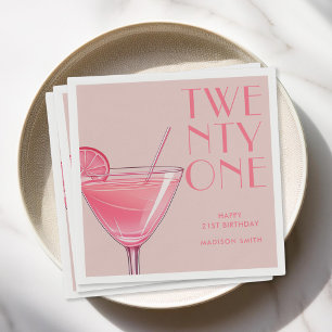 Modern Rosa Cocktail 21:a födelsedagen Pappersservett