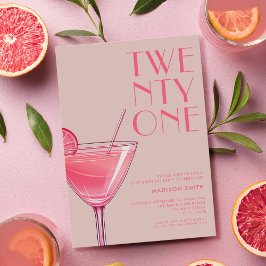 Modern rosa cocktail 21-årsfest inbjudningar